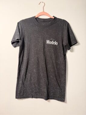 🍄| Modelo Men's Black Mineral Wash Logo T-Shirt